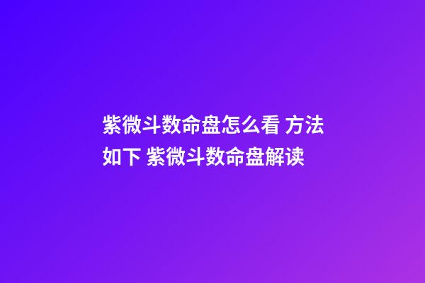 紫微斗数命盘怎么看 方法如下 紫微斗数命盘解读-第1张-观点-玄机派